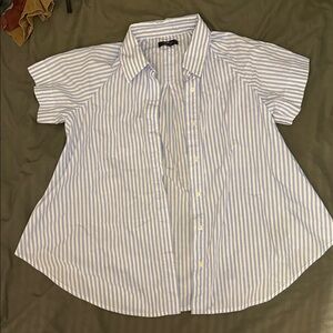 7 For All Mankind Blue and White Striped Shirt